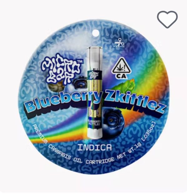 Buy Blueberry Zkittlez Indica 1g Cartridge